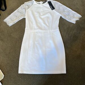 NWT White Dress w Lace Sleeves